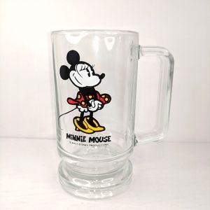 Vintage Minnie Mouse Glass Mug Walt Disney Productions